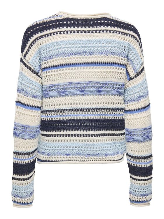 Only ONLAMELIE LS STRUCTURE MULTI O-NECK KNT (15364896/Birch Ultramarin/Navy B/Winter ) - WeekendMode