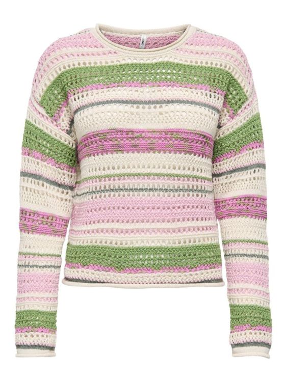 Only ONLAMELIE LS STRUCTURE MULTI O-NECK KNT (15364896/Birch Fluor Gre/Roman Ro/Laur W) - WeekendMode