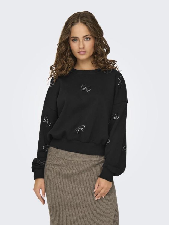 Only ONLBERIT L/S O-NECK SWT (15333887/Black Bow (silver rhinestones)) - WeekendMode