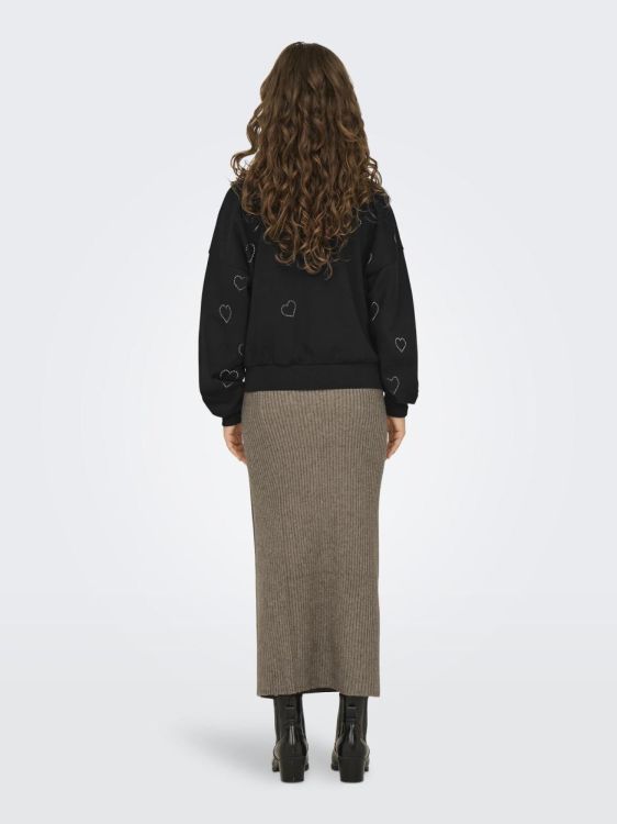 Only ONLBERIT L/S O-NECK SWT (15333887/Black Heart silver rhinestone) - WeekendMode