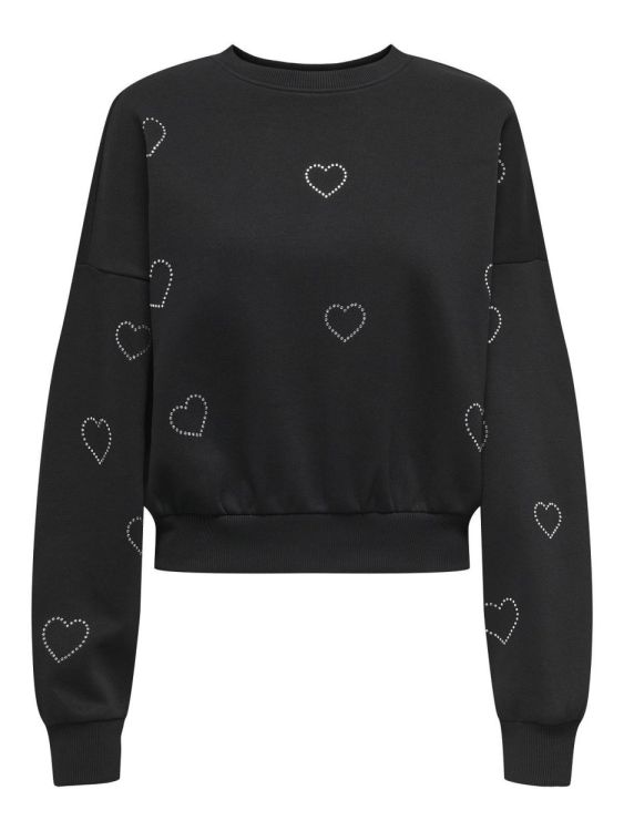 Only ONLBERIT L/S O-NECK SWT (15333887/Black Heart silver rhinestone) - WeekendMode