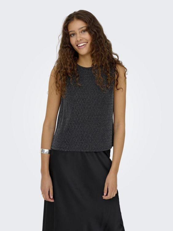 Only ONLCAROL S/L O-NECK GLITTER TOP BOX JRS (15360956/Black Harlekin silver) - WeekendMode