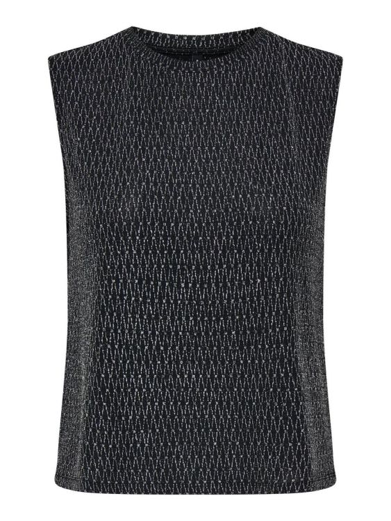 Only ONLCAROL S/L O-NECK GLITTER TOP BOX JRS (15360956/Black Harlekin silver) - WeekendMode