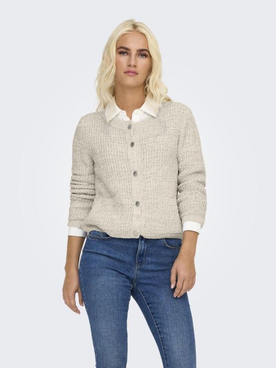 Only ONLCELESTE O-NECK CARDIGAN KNT (15342448/Birch Melange/Silver Glitter) - WeekendMode