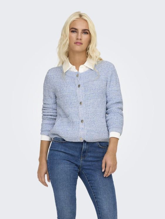 Only ONLCELESTE O-NECK CARDIGAN KNT (15342448/Soft Chambray Birch/Silver Glit) - WeekendMode