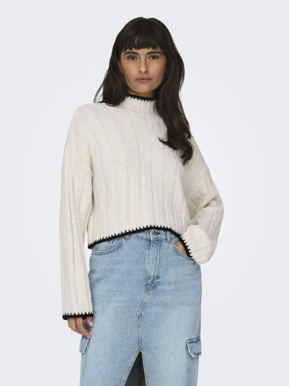 Only ONLCHICK STITCH LS HIGHNECK KNT NOOS (15329963/Pumice Stone W. Black) - WeekendMode