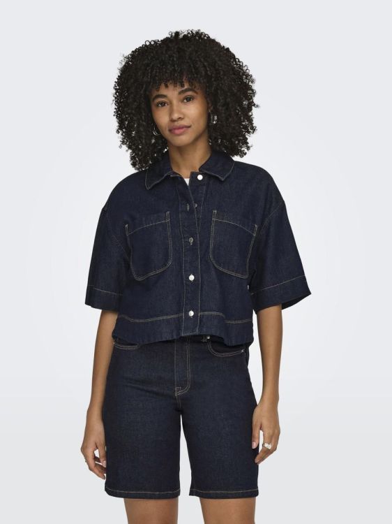 Only ONLCLEO LIFE SS CROP DNM SHIRT PIM NOOS (15248584/Dark Blue Denim RINSE) - WeekendMode