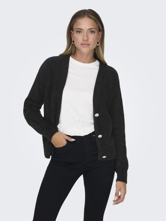 Only ONLELLA PIUMO LS CARDIGAN KNT (15259564/Black) - WeekendMode