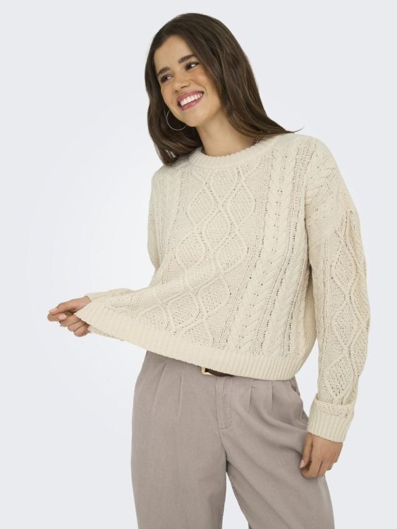 Only ONLELLY LIFE LS CABLE O-NECK CC KNT (15351234/Birch) - WeekendMode