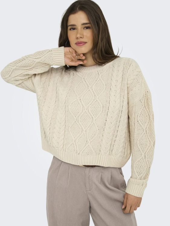 Only ONLELLY LIFE LS CABLE O-NECK CC KNT (15351234/Birch) - WeekendMode