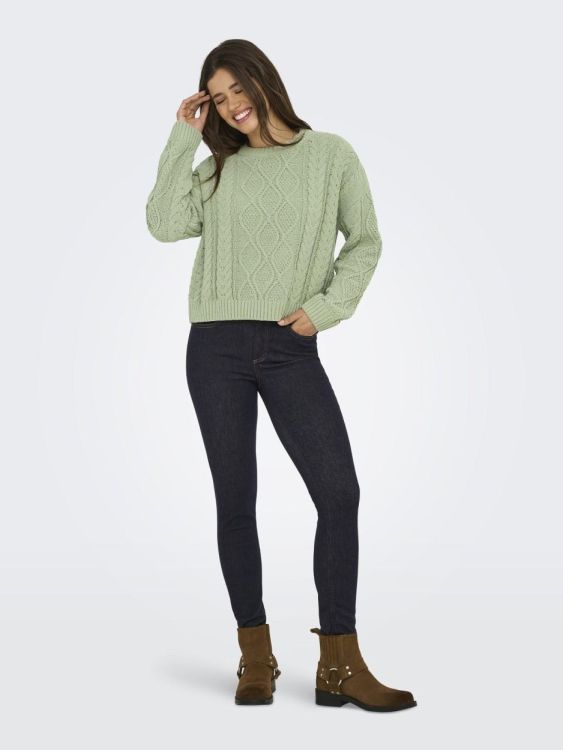 Only ONLELLY LIFE LS CABLE O-NECK CC KNT (15351234/Desert Sage) - WeekendMode