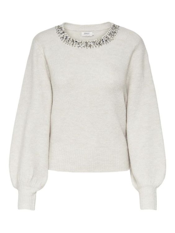 Only ONLELSA L/S PULLOVER KNT NOOS (15210667/Pumice Stone W. WHITE MELANGE) - WeekendMode