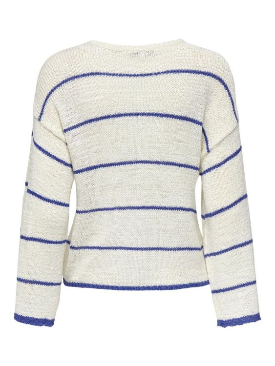 Only ONLGEENA 7/8 STRIPE O-NECK KNT (15321477/Cloud Dancer W. Dazzeling Blue) - WeekendMode