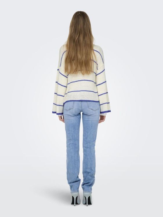 Only ONLGEENA 7/8 STRIPE O-NECK KNT (15321477/Cloud Dancer W. Dazzeling Blue) - WeekendMode