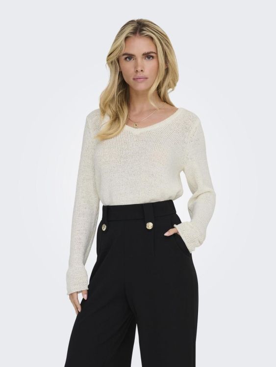 Only ONLGEENA L/S V-NECK KNT NOOS (15340862/Cloud Dancer) - WeekendMode