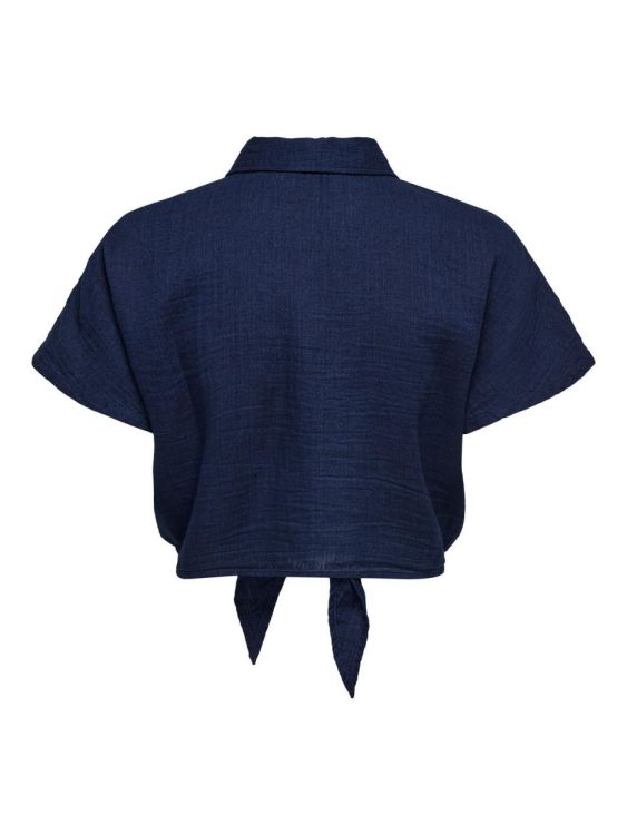 Only ONLLEONI SEERSUCKER CAP KNOT SHIRT WVN (15367290/Vintage Indigo) - WeekendMode