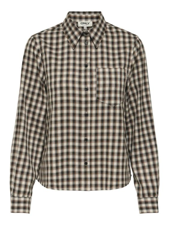 Only ONLLIVA CATH LIFE LS TIE CHECK SHIRT WVN (15355446/Egret W. AUTURM) - WeekendMode