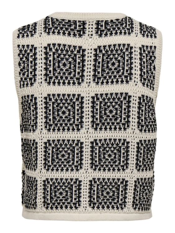 Only ONLLOA SL STRING CROCHET VEST KNT (15371963/Birch Black Square Mix) - WeekendMode