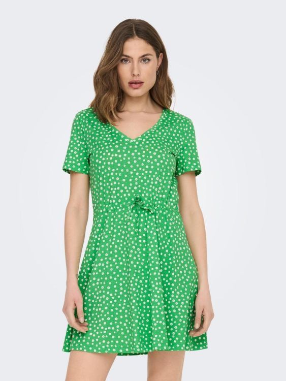 Only ONLMAY S/S V-NECK SHORT DRESS JRS NOOS (15286935/Kelly Green Lea flower) - WeekendMode