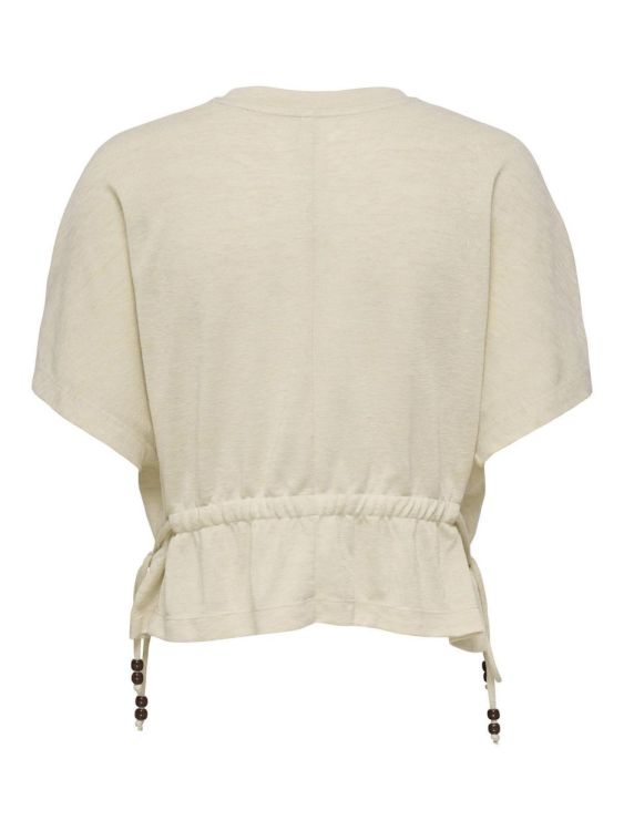 Only ONLPEARL S/S ELASTIC WAIST TOP JRS (15372231/Humus Wooden pearl ends tie str) - WeekendMode