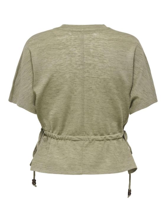 Only ONLPEARL S/S ELASTIC WAIST TOP JRS (15372231/Mermaid Wooden pearl ends tie s) - WeekendMode