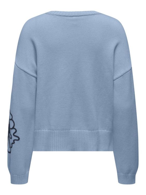 Only ONLPETRA LS FLOWER EMB O-NECK CC KNT (15363127/Soft Chambray Navy Blazer) - WeekendMode