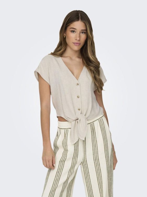 Only ONLSIESTA SS KNOT LIN BL SHIRT PNT NOOS (15322270/Moonbeam) - WeekendMode
