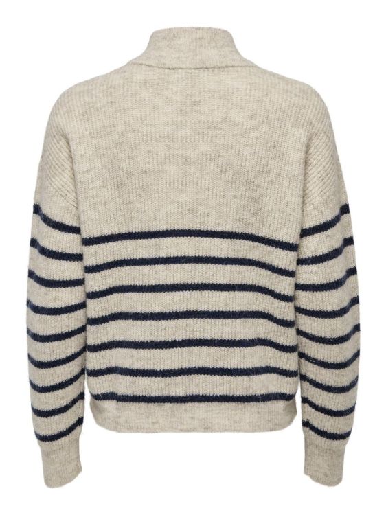 Only ONLTOKYO L/S ZIP PULLOVER KNT NOOS (15282472/Pumice Stone BLUE STRIPES) - WeekendMode