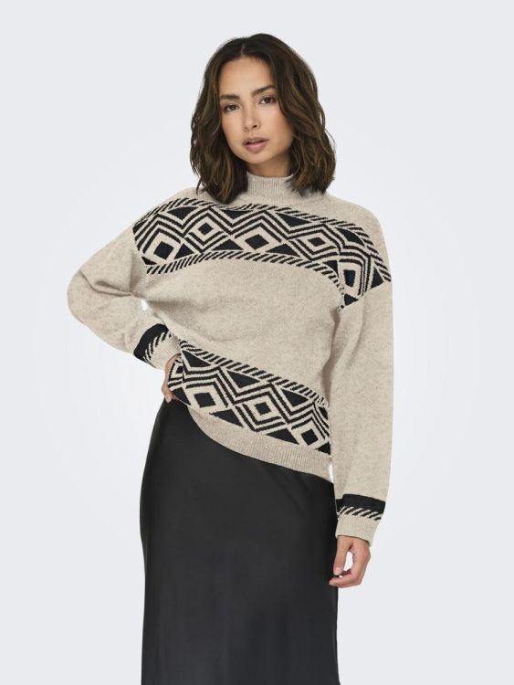 Only ONLVICTORIA L/S PULLOVER KNT NOOS (15321179/Pumice Stone BLACK JACQUARD) - WeekendMode