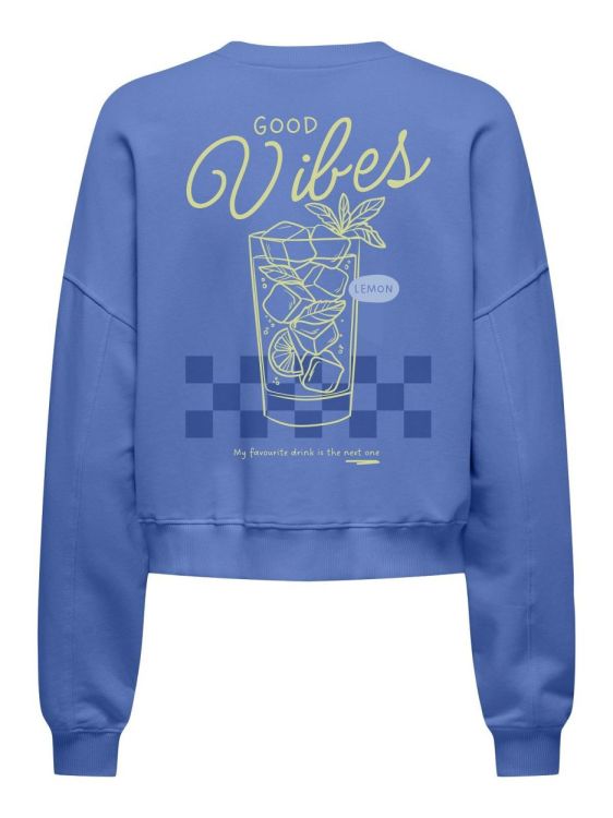Only ONLVIVVIAN L/S O-NECK UB SWT (15372446/Ultramarine Good vibes lime) - WeekendMode