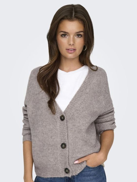 Only ONLZOEY L/S REGULAR CARDIGAN KNT NOOS (15332549/Woodsmoke Melange) - WeekendMode