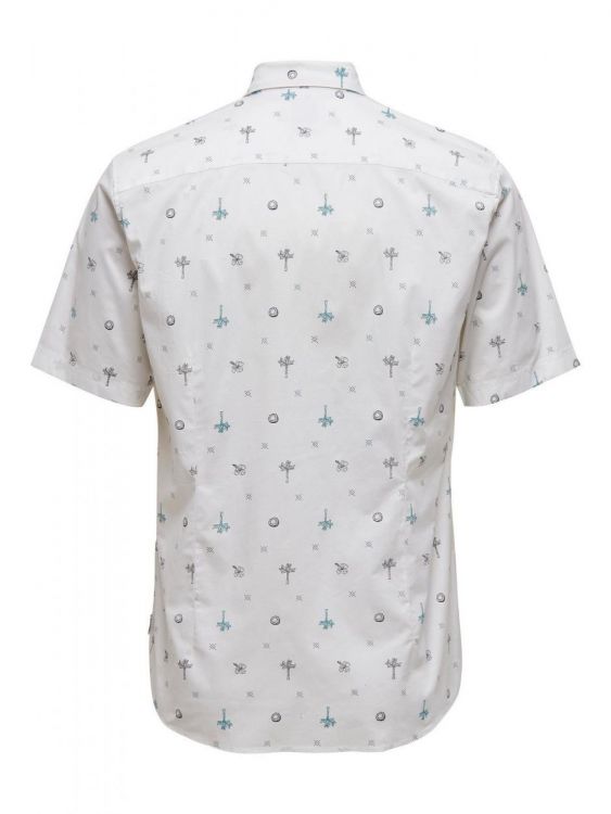 Only & Sons Bart Life SS AOP Stretch Shirt (22019271/bright white) - WeekendMode