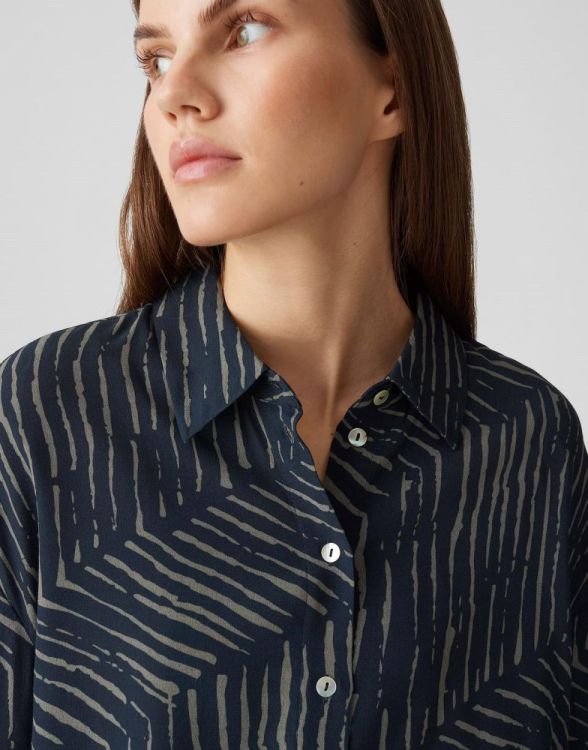 Opus Fiana palm leaves Bloes NOS (10418513199100/60020 Coal blue) - WeekendMode