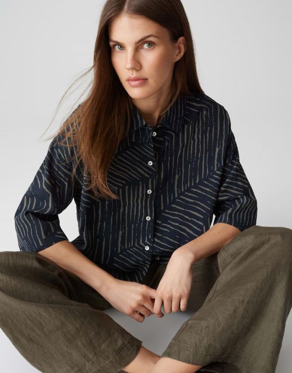 Opus Fiana palm leaves Bloes NOS (10418513199100/60020 Coal blue) - WeekendMode