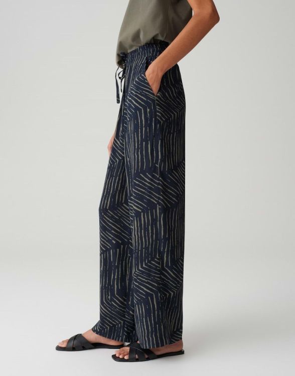 Opus Marou palm leaves Broek (10420113199360/60020 Coal blue) - WeekendMode