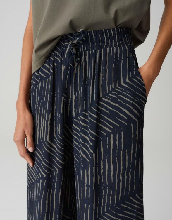 Opus Marou palm leaves Broek (10420113199360/60020 Coal blue) - WeekendMode