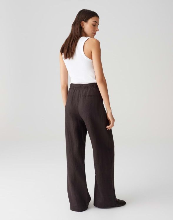 Opus Mileni linen Broek NOS (10422310671100/20024 Midnight brown) - WeekendMode