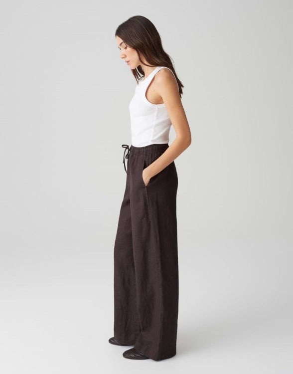 Opus Mileni linen Broek NOS (10422310671100/20024 Midnight brown) - WeekendMode