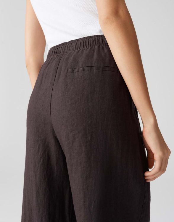 Opus Mileni linen Broek NOS (10422310671100/20024 Midnight brown) - WeekendMode
