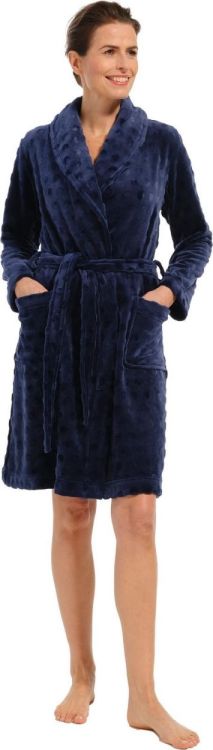 Pastunette Morning gown shawlcollar 100cm (70232-124-0/529 dark blue) - WeekendMode