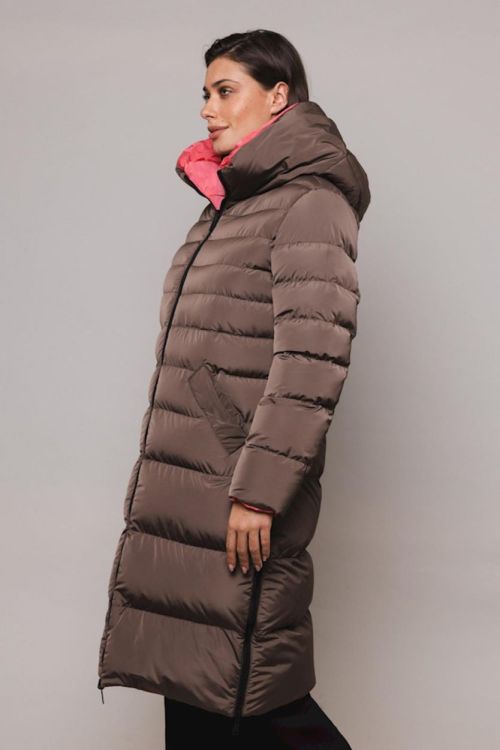 Rino&Pelle Reversible long padded hooded coat (Keila.7002310/Taupe and flamingo) - WeekendMode