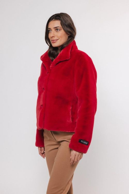 Rino&Pelle Single breasted fake fur jacket (Vie.7002411/Red berry) - WeekendMode