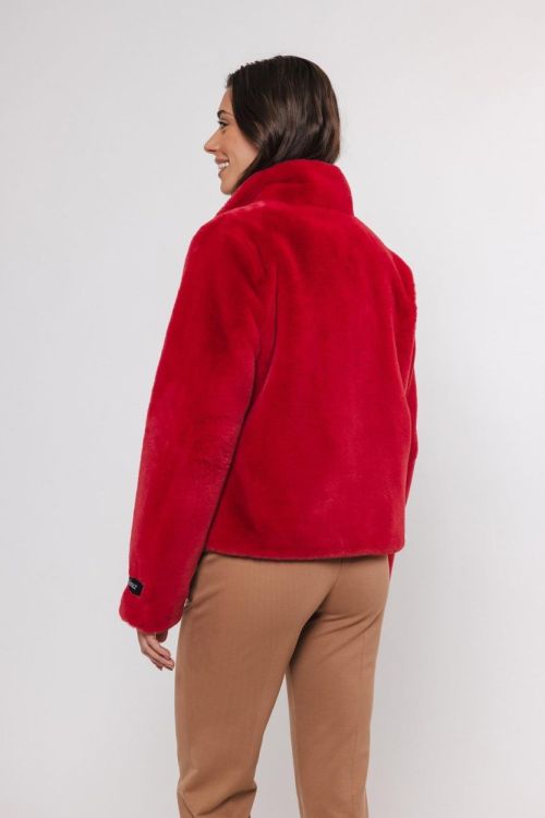 Rino&Pelle Single breasted fake fur jacket (Vie.7002411/Red berry) - WeekendMode