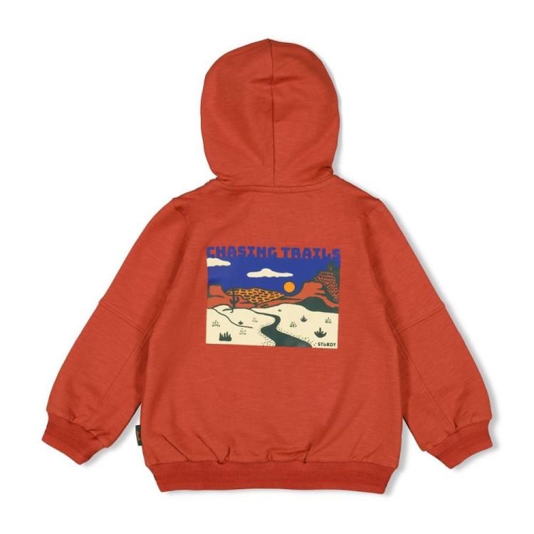 Sturdy Sweatvest met capuchon - Chasing Trails (71800050/Roest) - WeekendMode