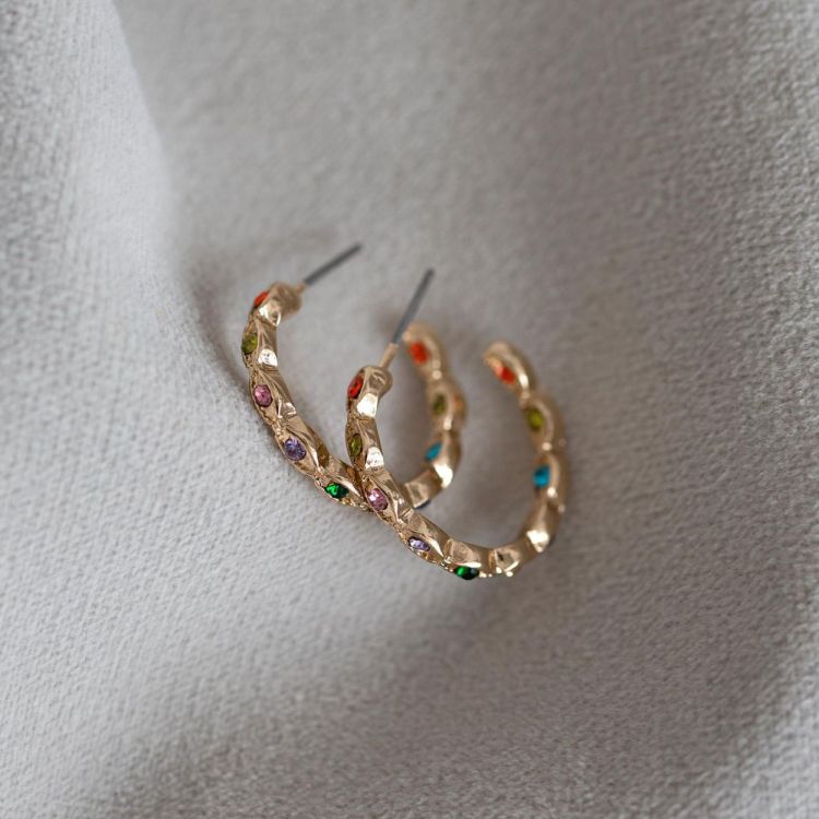 Timi of Sweden Colorful Chrystals Hoop Earrings - Gold (8354902) - WeekendMode