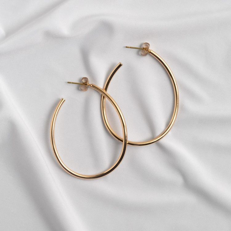 Timi of Sweden Natalie - Thin Large Hoop Earrings - Gol (8412902) - WeekendMode