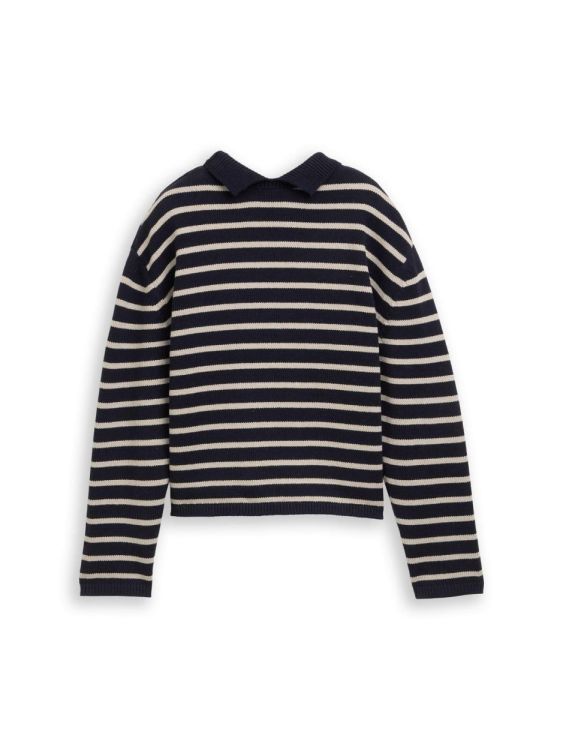Tom Tailor Female Denim knit striped mock-neck pullover (1049095/39182) - WeekendMode