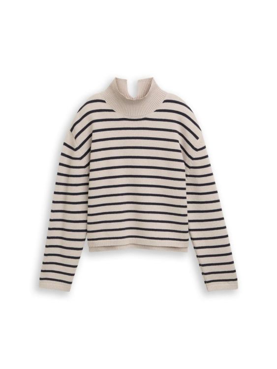 Tom Tailor Female Denim knit striped mock-neck pullover (1049095/39183) - WeekendMode