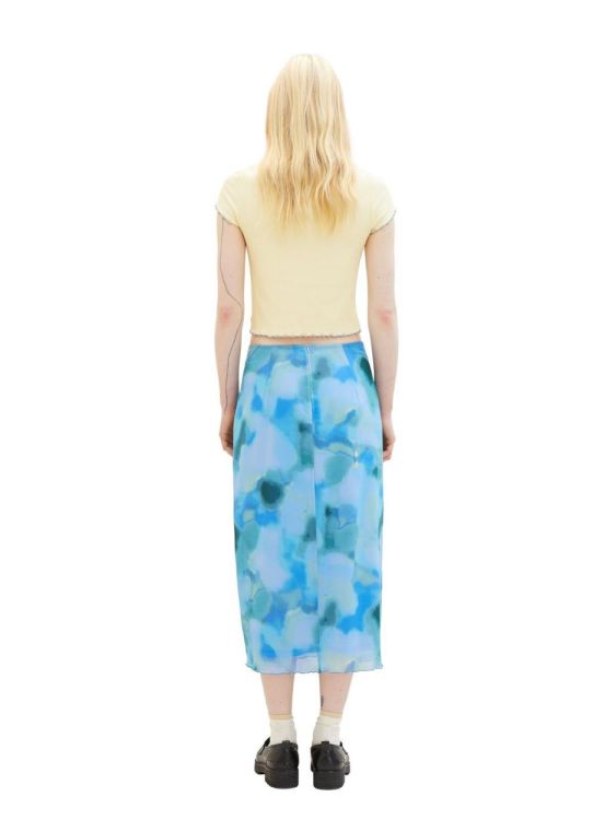 Tom Tailor Female Denim printed mesh skirt (1040883/34598 blue mint watercolor print) - WeekendMode