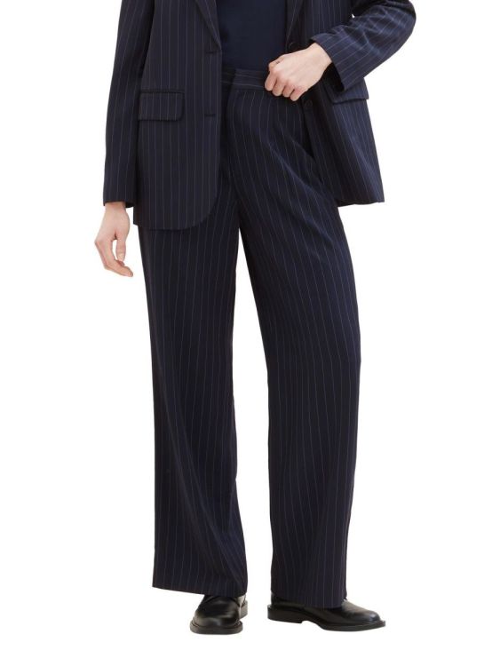 Tom Tailor Female Denim striped pleated wide leg pants (1041240/34667 navy blue pinstripe) - WeekendMode